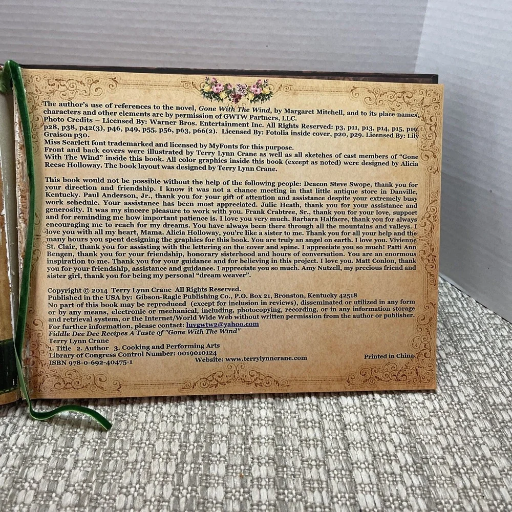Fiddle Dee Dee‎ Recipes Gone With The Wind Cookbook Terry Lynn Crane